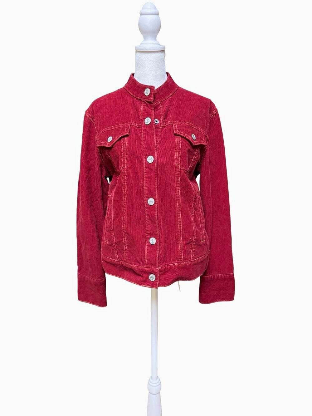Gap Men's Red Stretch Trucker Jacket Button Front Logo Casual Size L